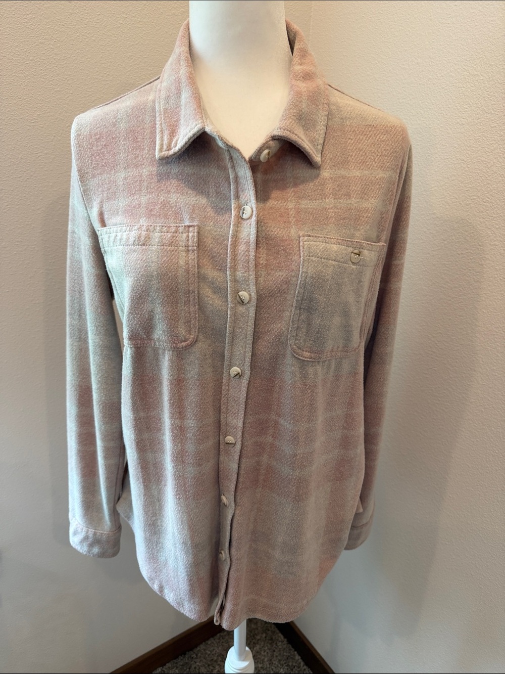 Thread & Supply Dusty Pink Plaid Button-Front Shirt Medium